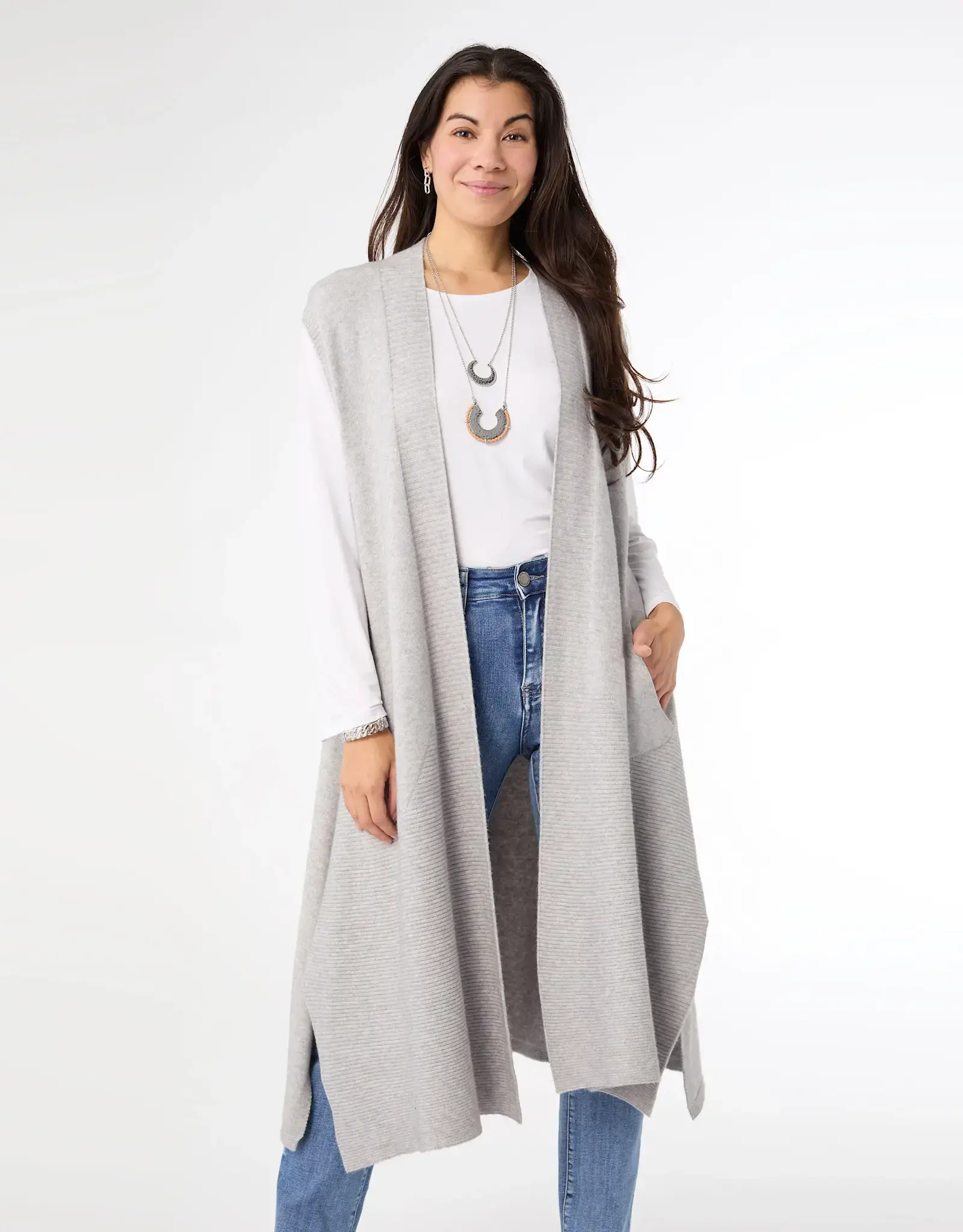 TGB / Good Bead HEAVNELY LUXE CONTRAST RIB VEST  L/XL GREY