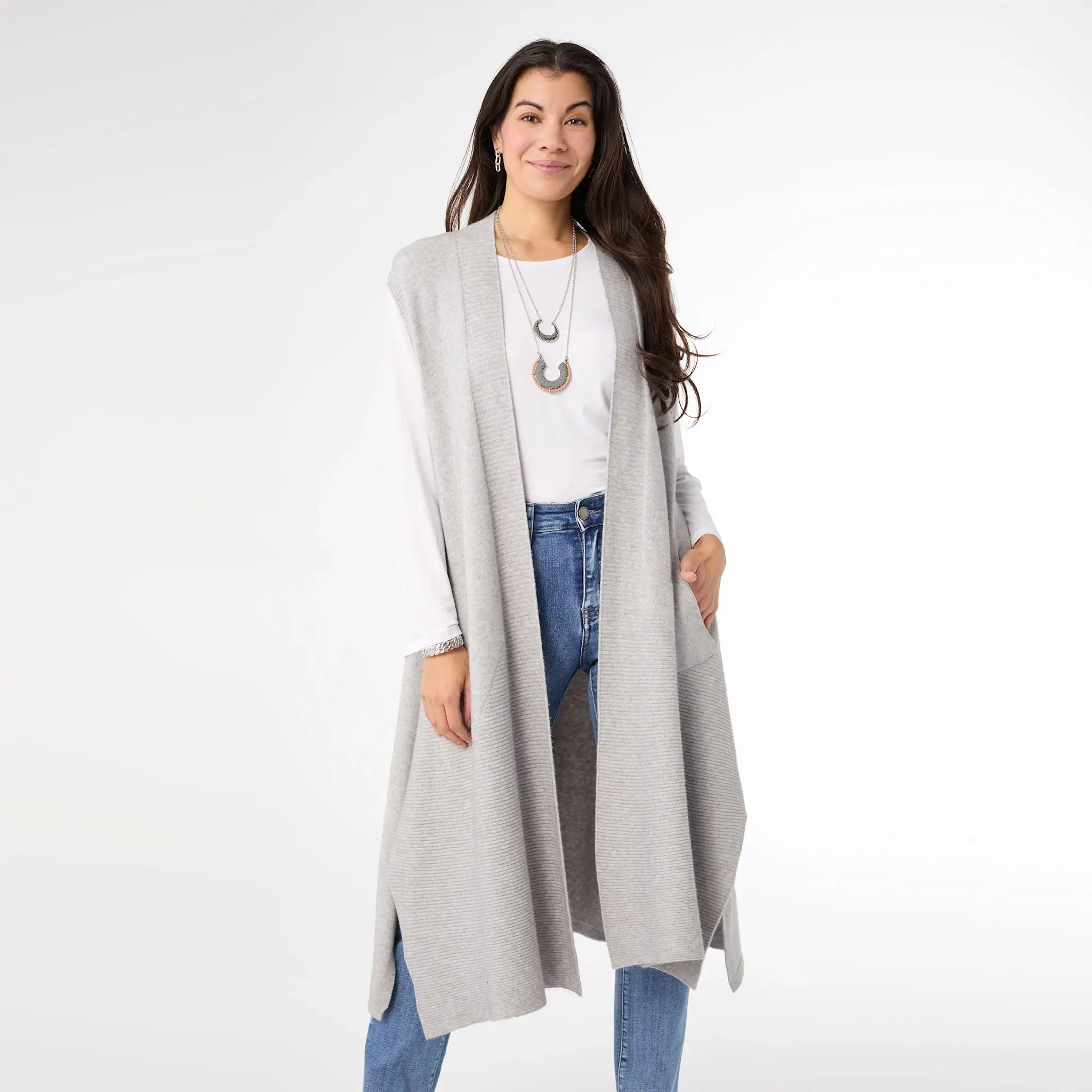 HEAVENLY LUXE CONTRAST RIB VEST S/M GREY - Schoolhouse Earth