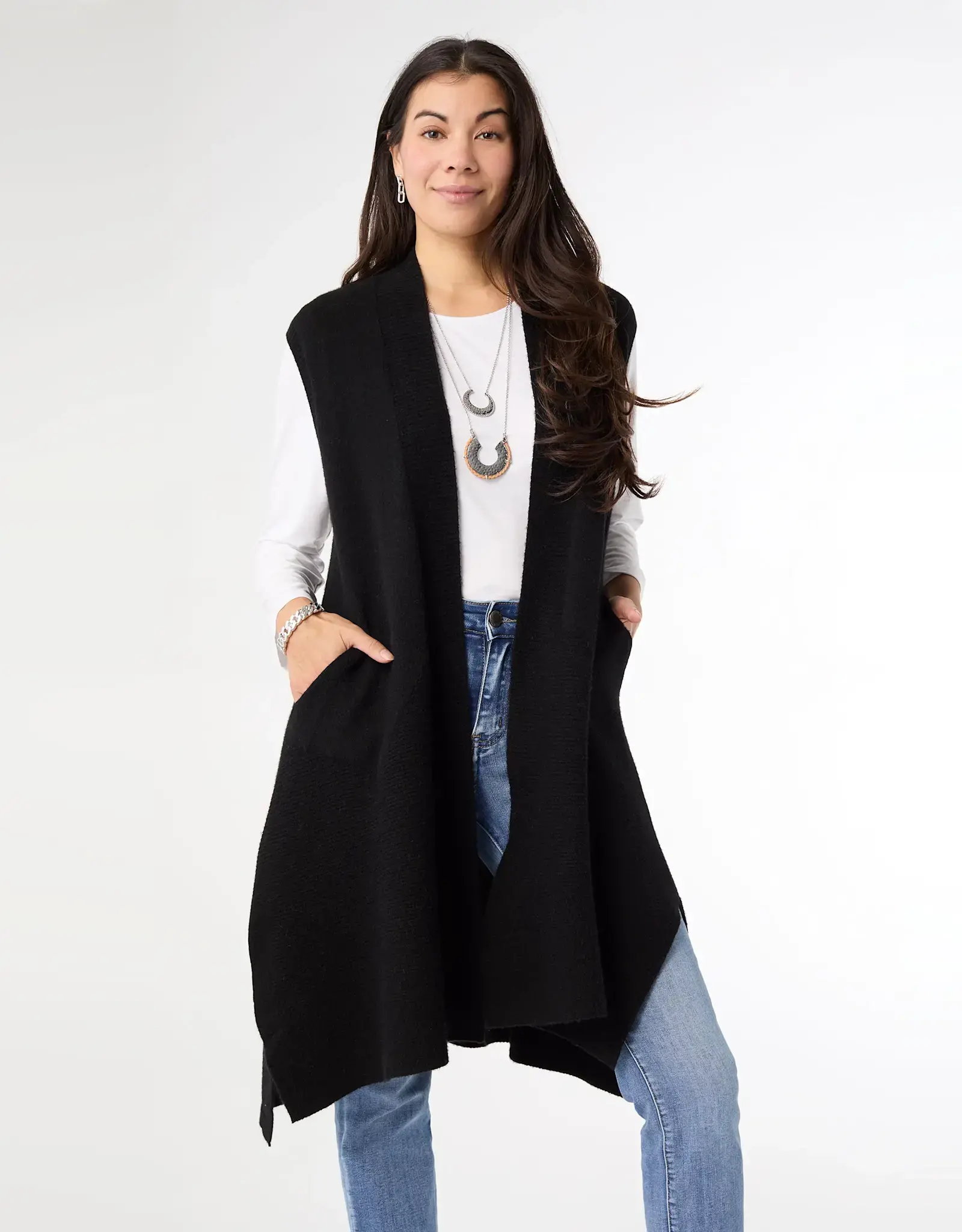 TGB / Good Bead HEAVENLY LUXE CONTRAST RIB VEST S/M BLACK