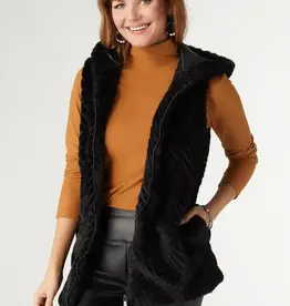 TGB / Good Bead LYRIC FAUX FUR HOODED VEST BLACK L/XL