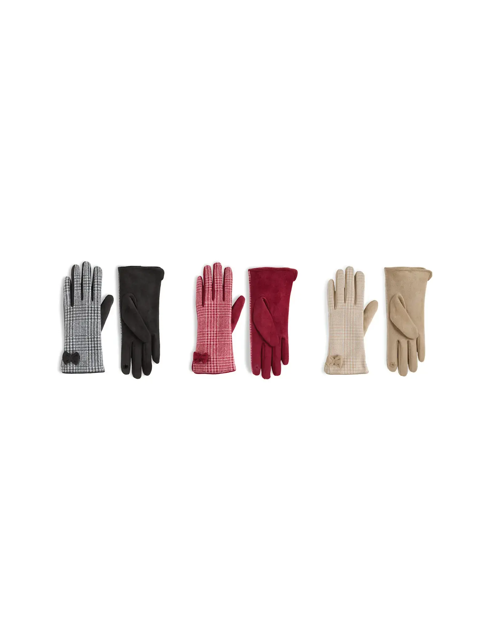 TGB / Good Bead DARLING BOW HOUNDSTOOTH TOUCHSCREEN GLOVES-Multiple Colors