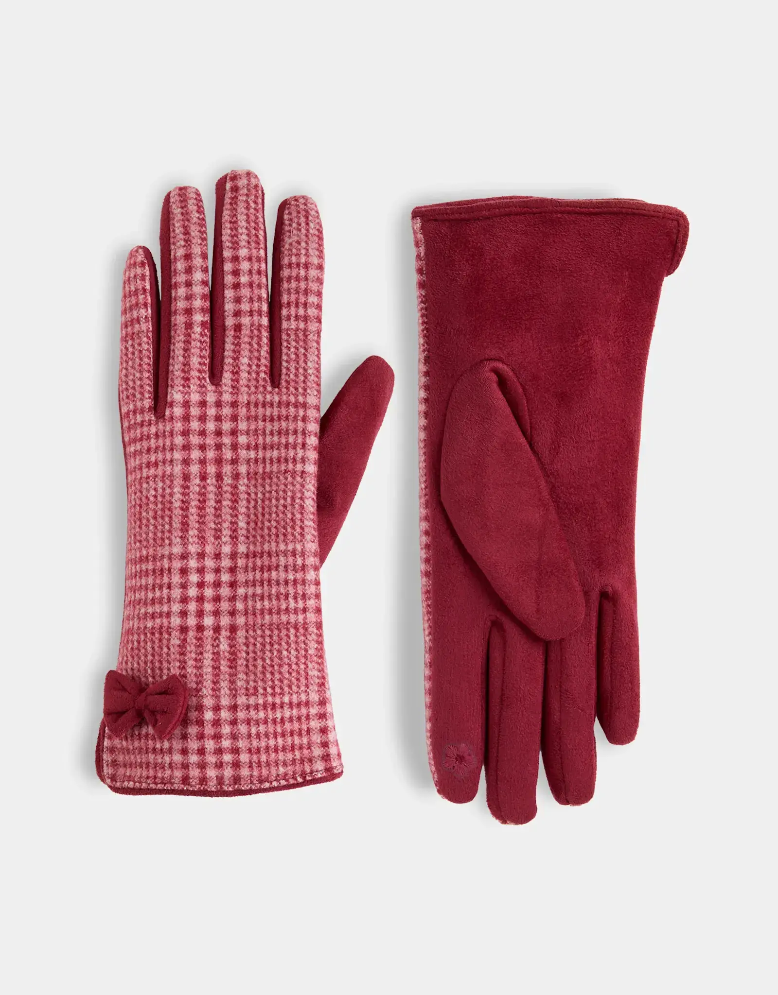 TGB / Good Bead DARLING BOW HOUNDSTOOTH TOUCHSCREEN GLOVES-Multiple Colors