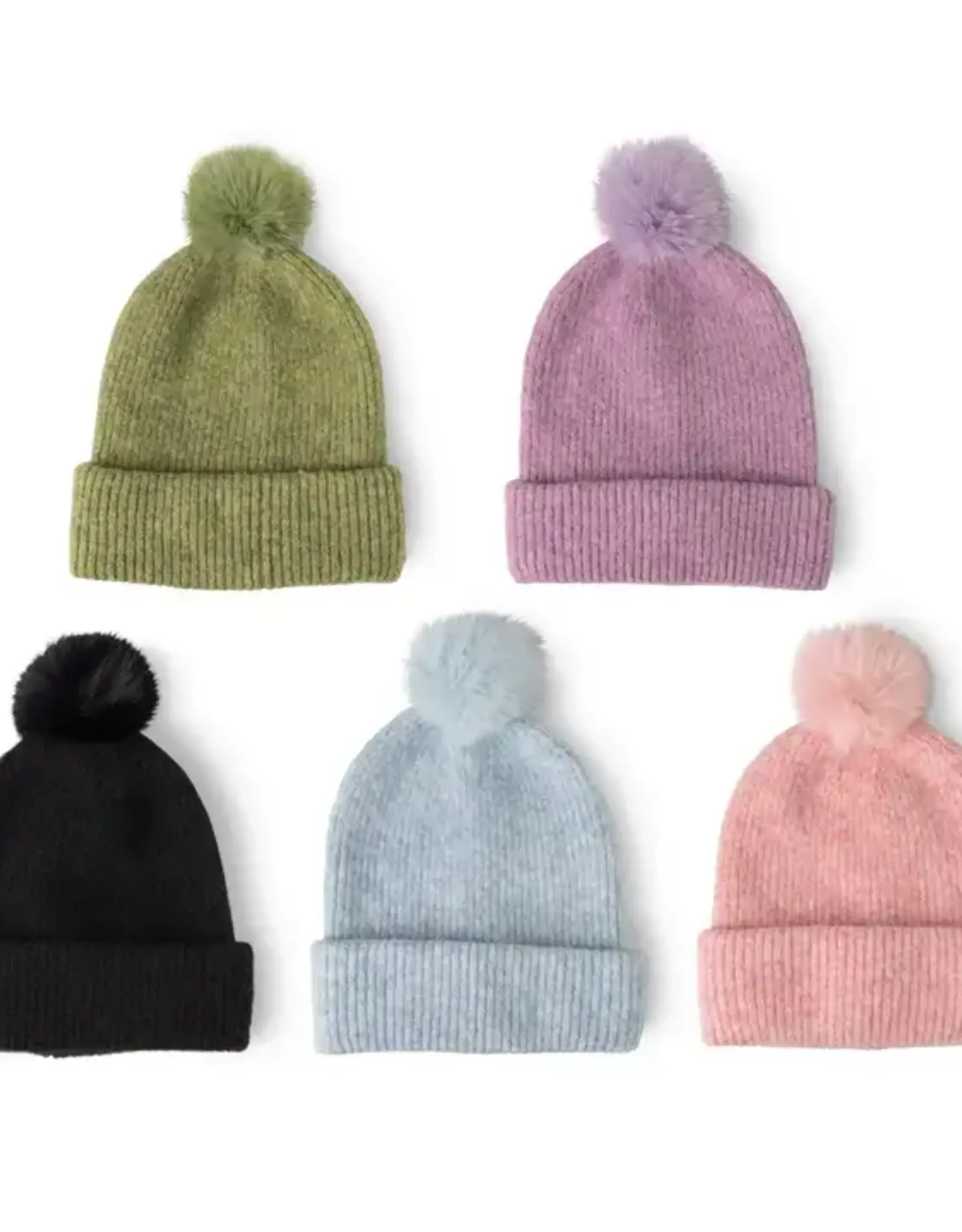 DM Merchandising BRITTS KNITS POWDER KNIT ULTRA SOFT POM HAT-Multiple Colors