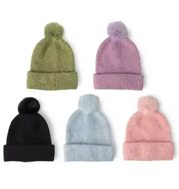 DM Merchandising BRITTS KNITS POWDER KNIT ULTRA SOFT POM HAT-Multiple Colors