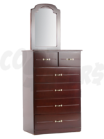 Elegante Mahogany Tall Boy 6 Drawer Chest of Drawer