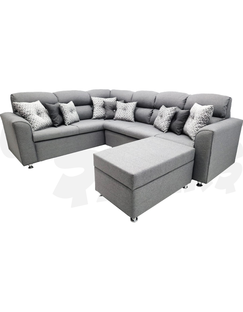 Orchid Pillow Back Sectional (Grey) Cost Savers