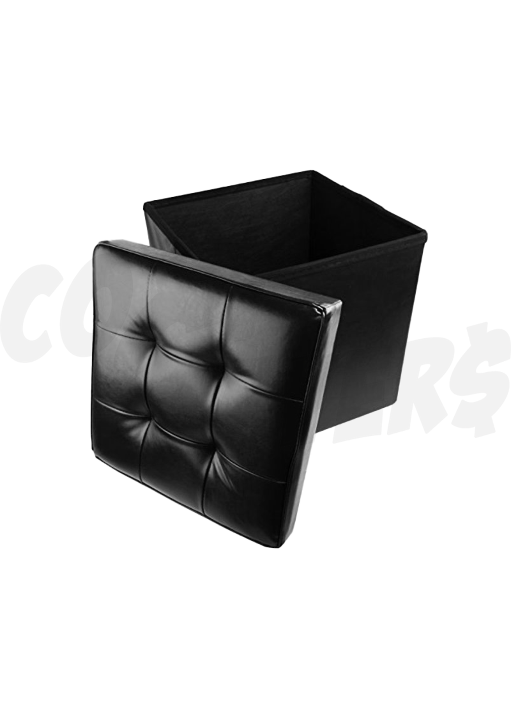 Home Collections Leather Storage Ottoman Black