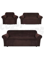 Dahdoul 3pc Microsuede Slip Cover Set Brown
