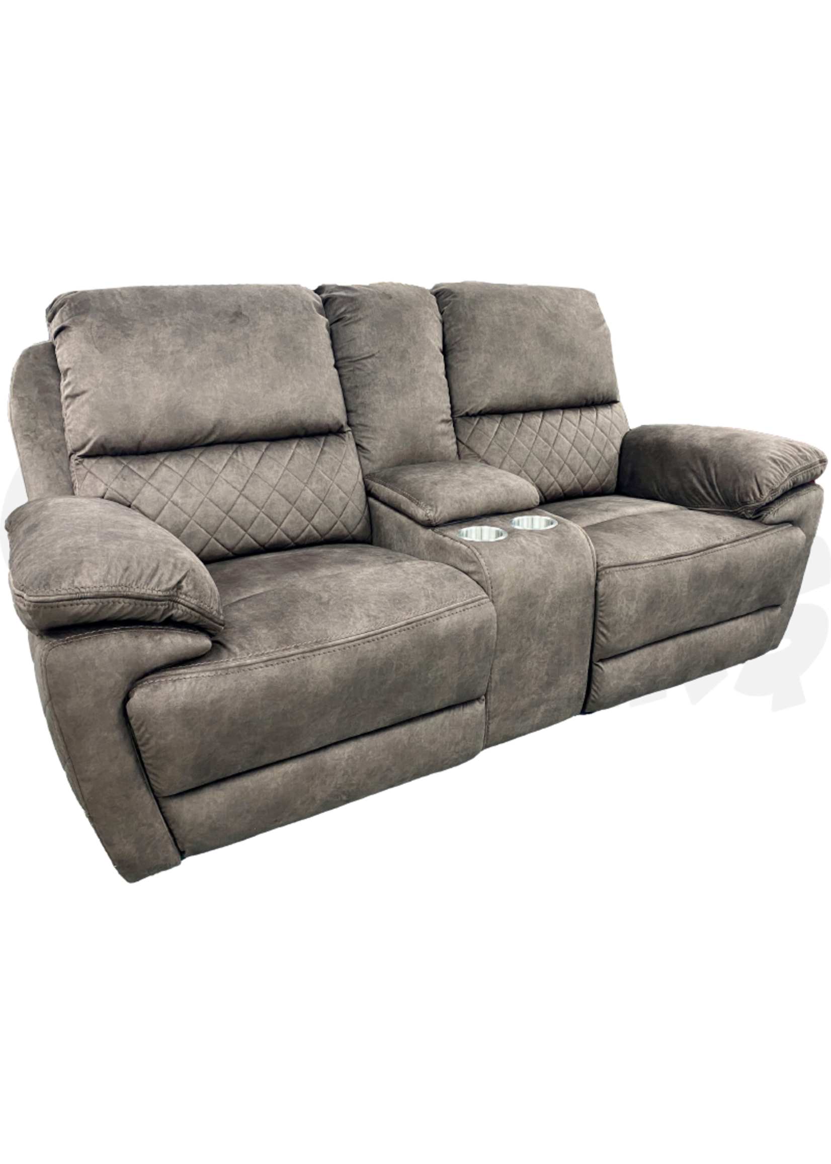 BS 3pc Reclining Microfiber Suede Set w/ Console (Brown)