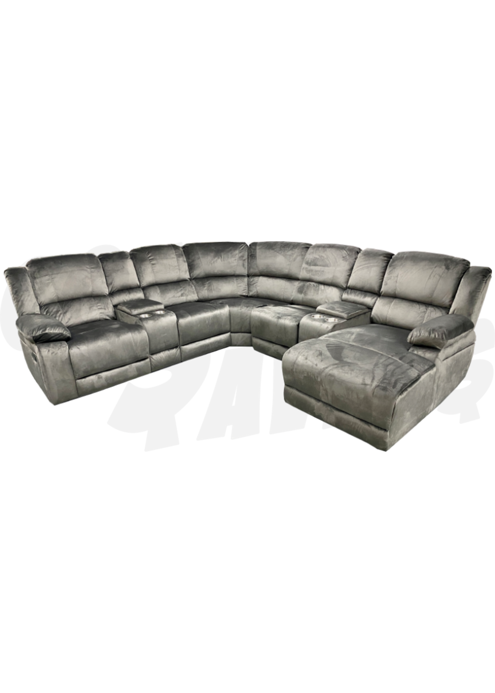 Aspen Collection Euphoria Sectional Sofa w/ Cup Holders (Grey)