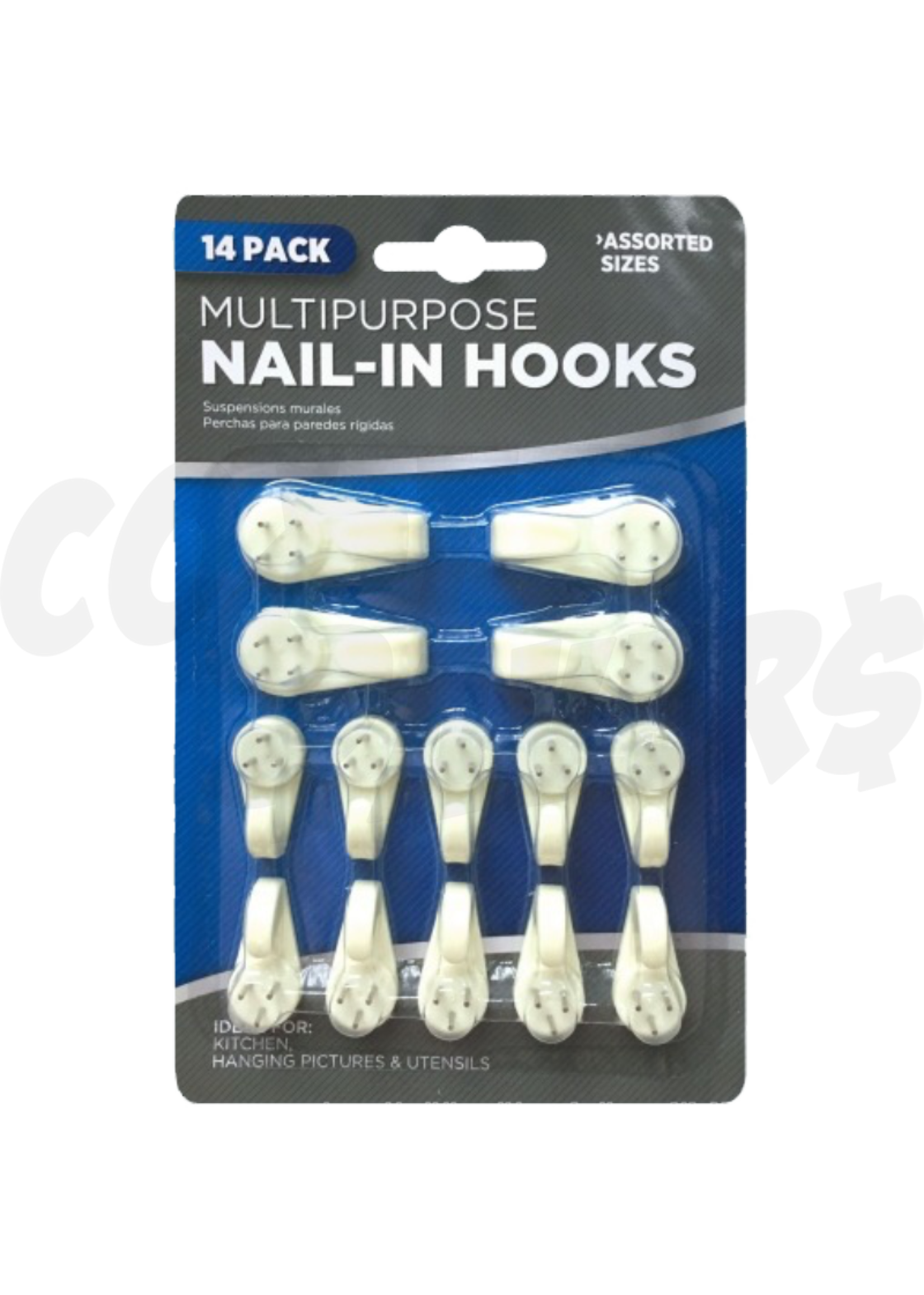 Multipurpose Nail-In Hooks 14pcs