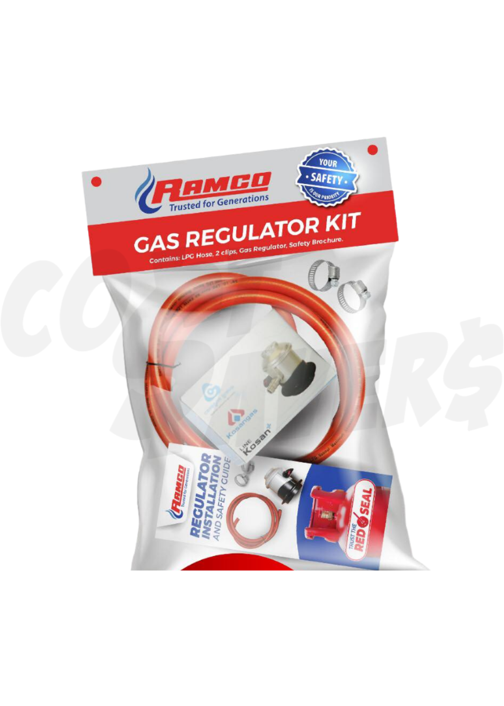 Ramco Gas Regulator Kit (6ft Hose, 2 Clips & Gas Head)