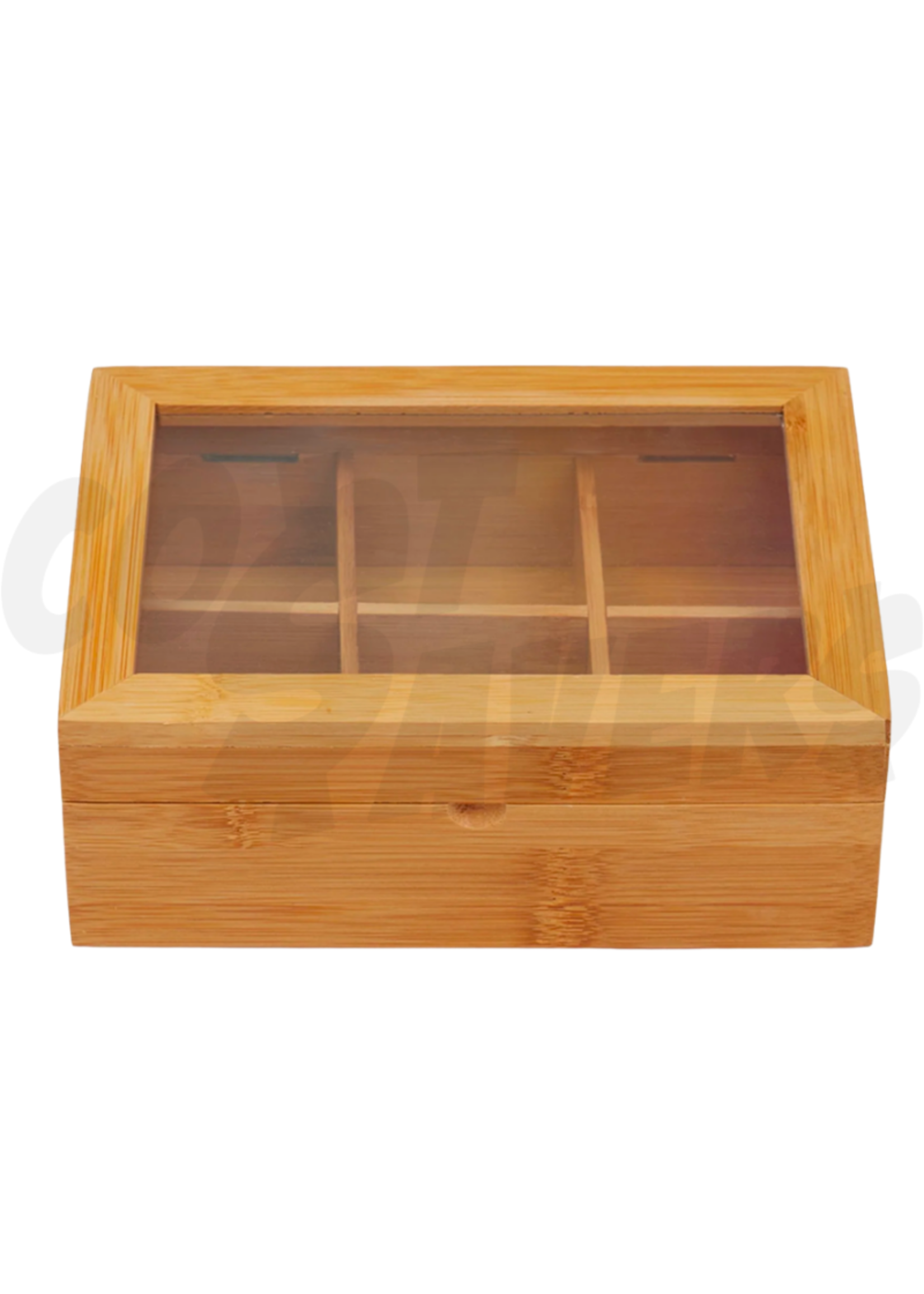 Wooden 6 Compartment Tea Box