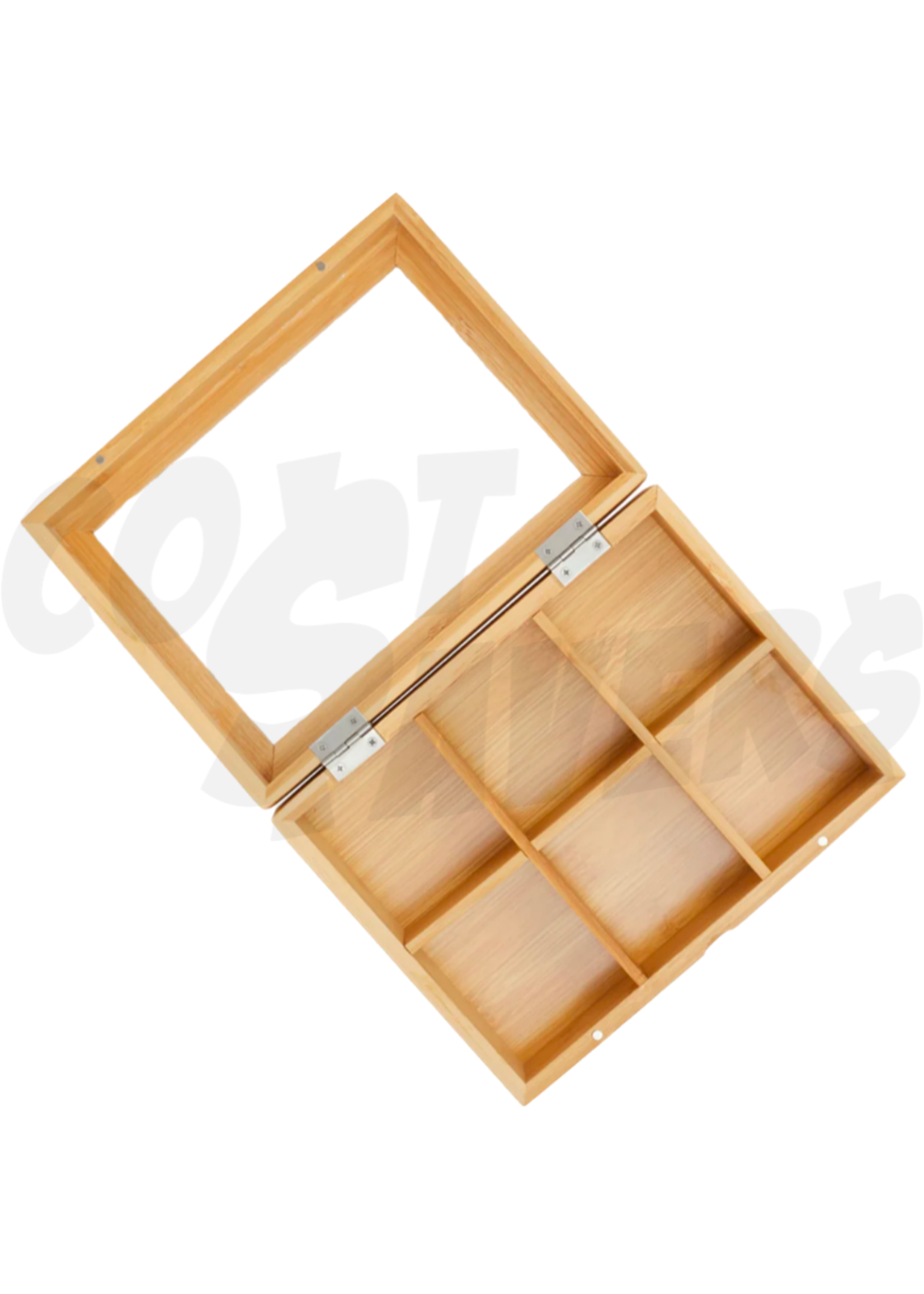 Wooden 6 Compartment Tea Box