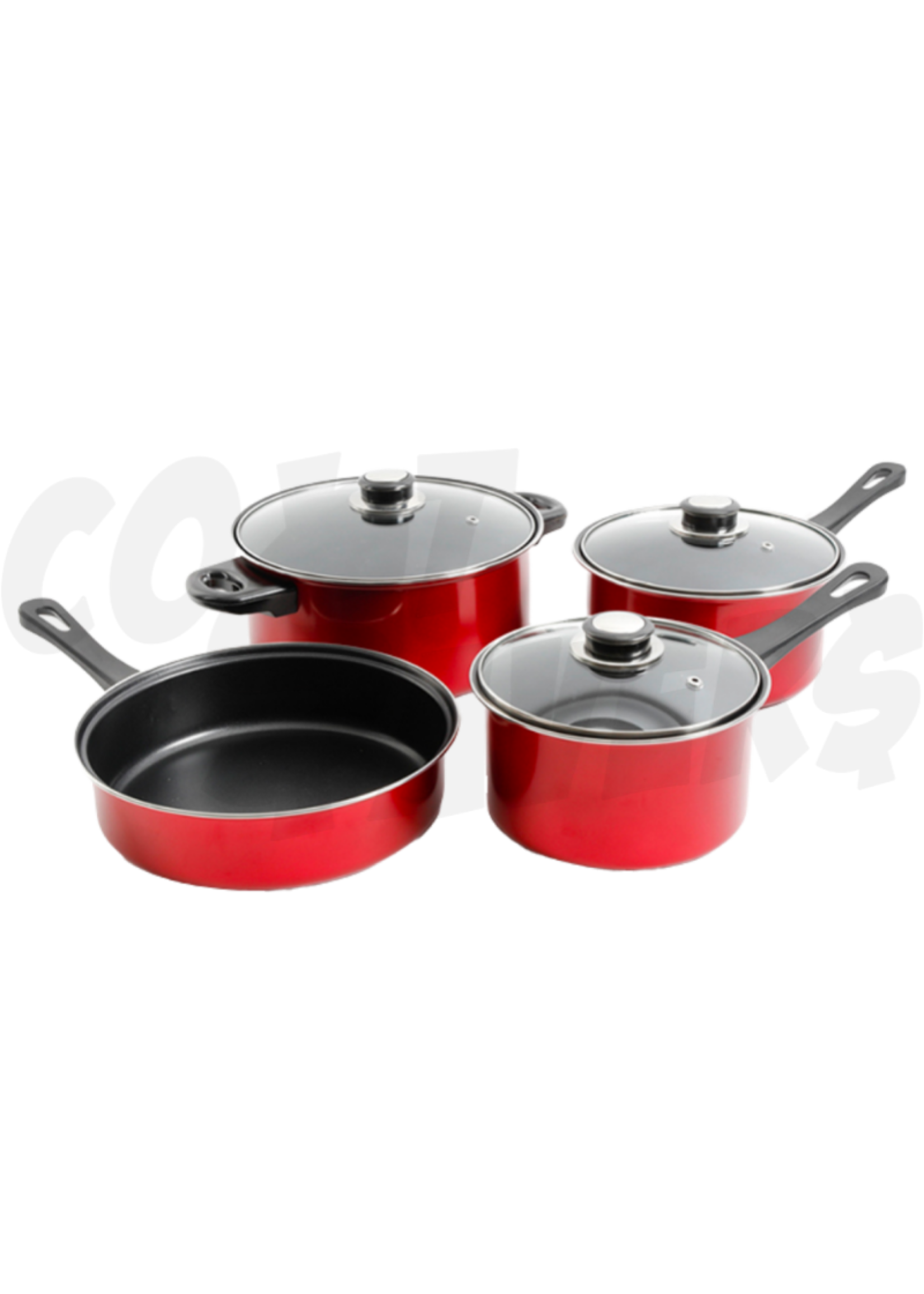 Gibson Gibson 7pc Carbon Steel Cook Ware Cardinal (Red)