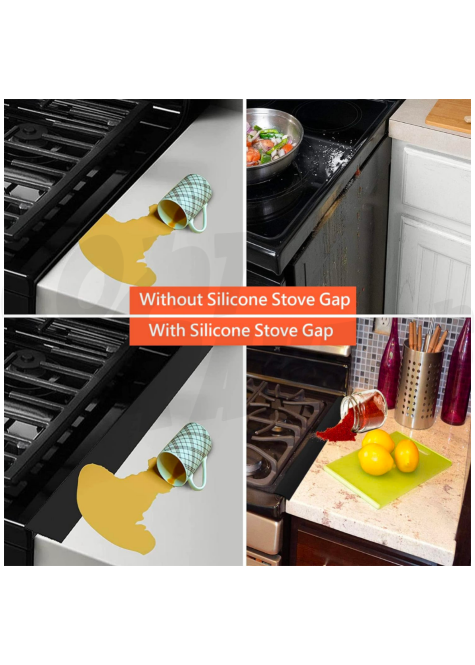 2pc Silicone Stove Splatter Gap Cover