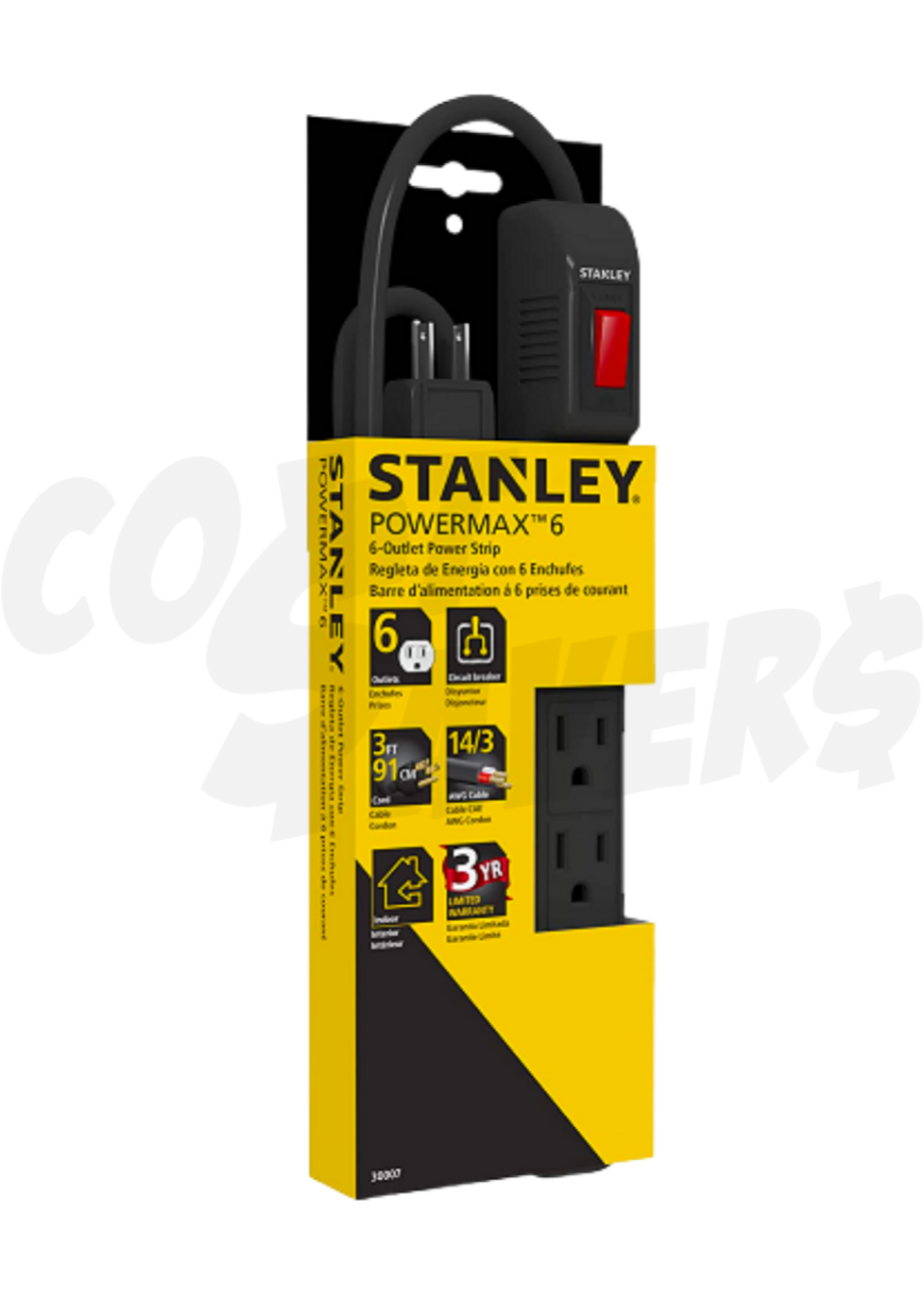 Stanley Stanley Electrical Power Max Strip 3 Ft. Black (6 Outlet)