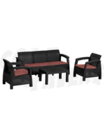 Coastline 4pc Family Rattan Patio Set (Black)