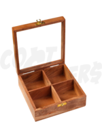 Wooden 4 Compartment Tea Box
