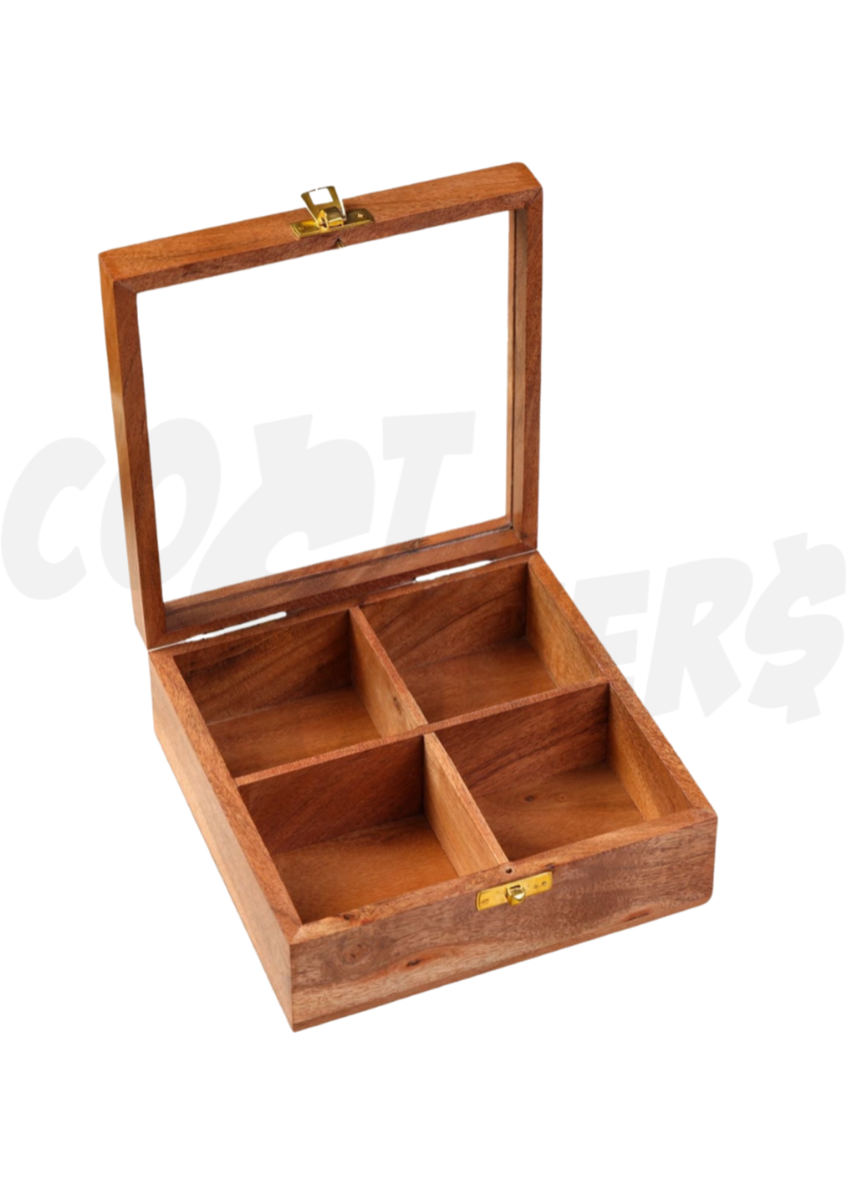Wooden 4 Compartment Tea Box