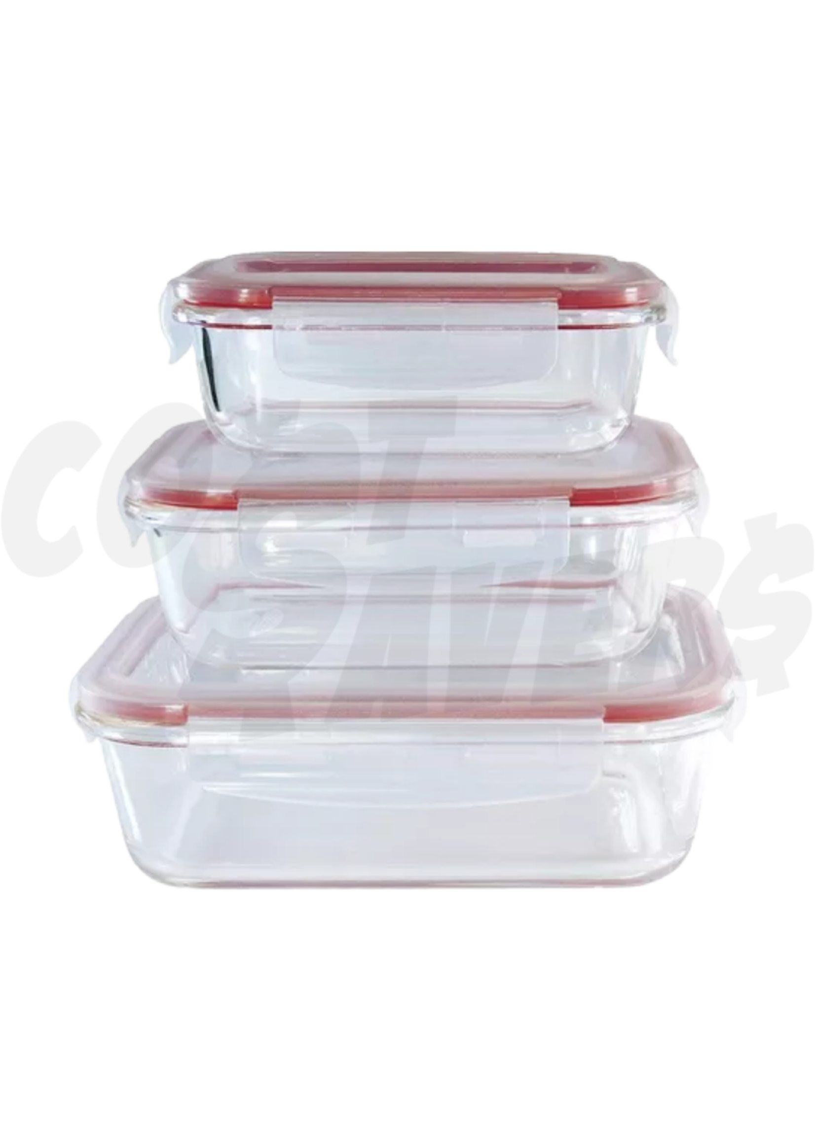 Westinghouse Westinghouse 3pc Rect. Glass Storage Set w/ Clear Lids