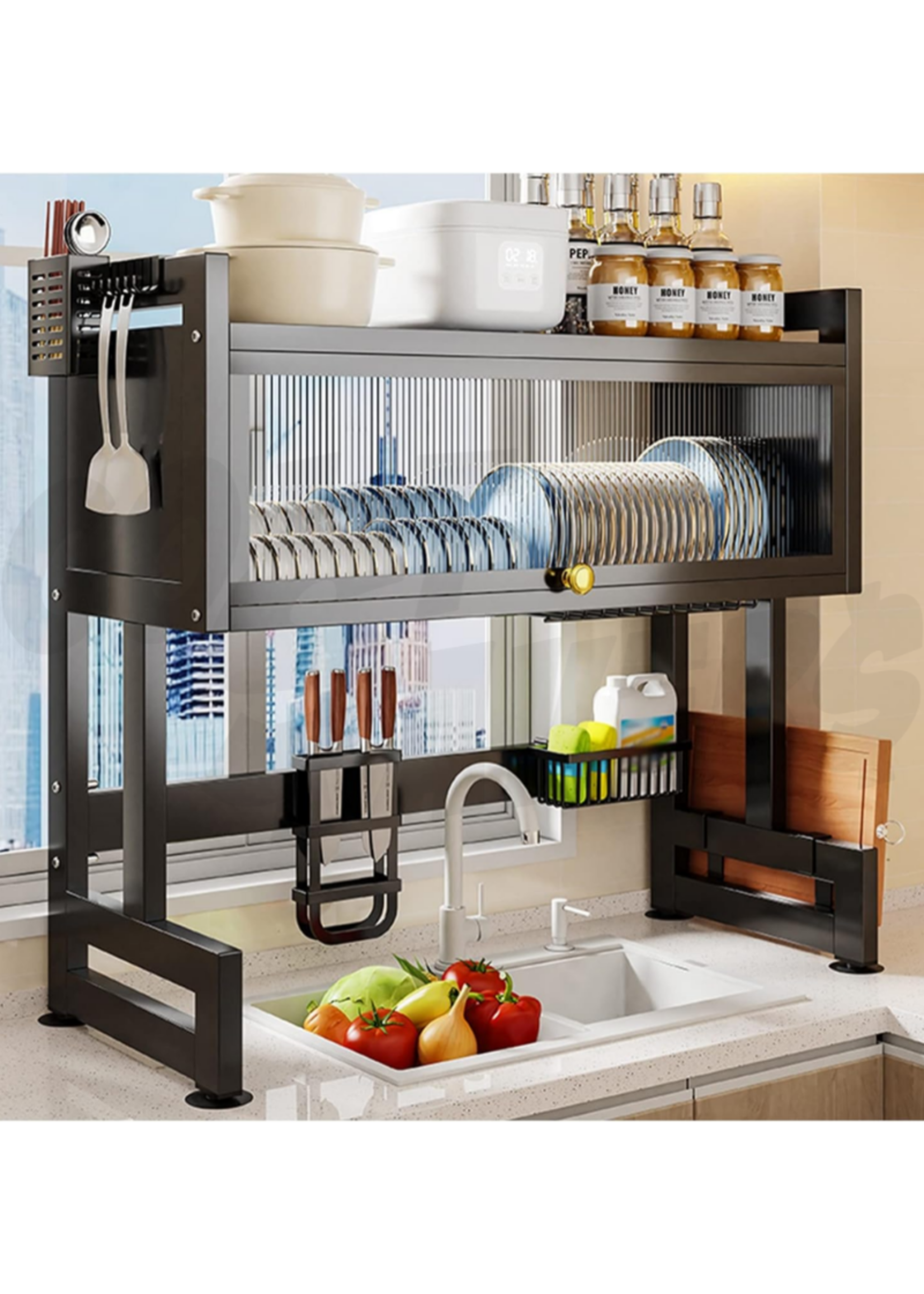 Metal Over The Sink Dish Drainer Black