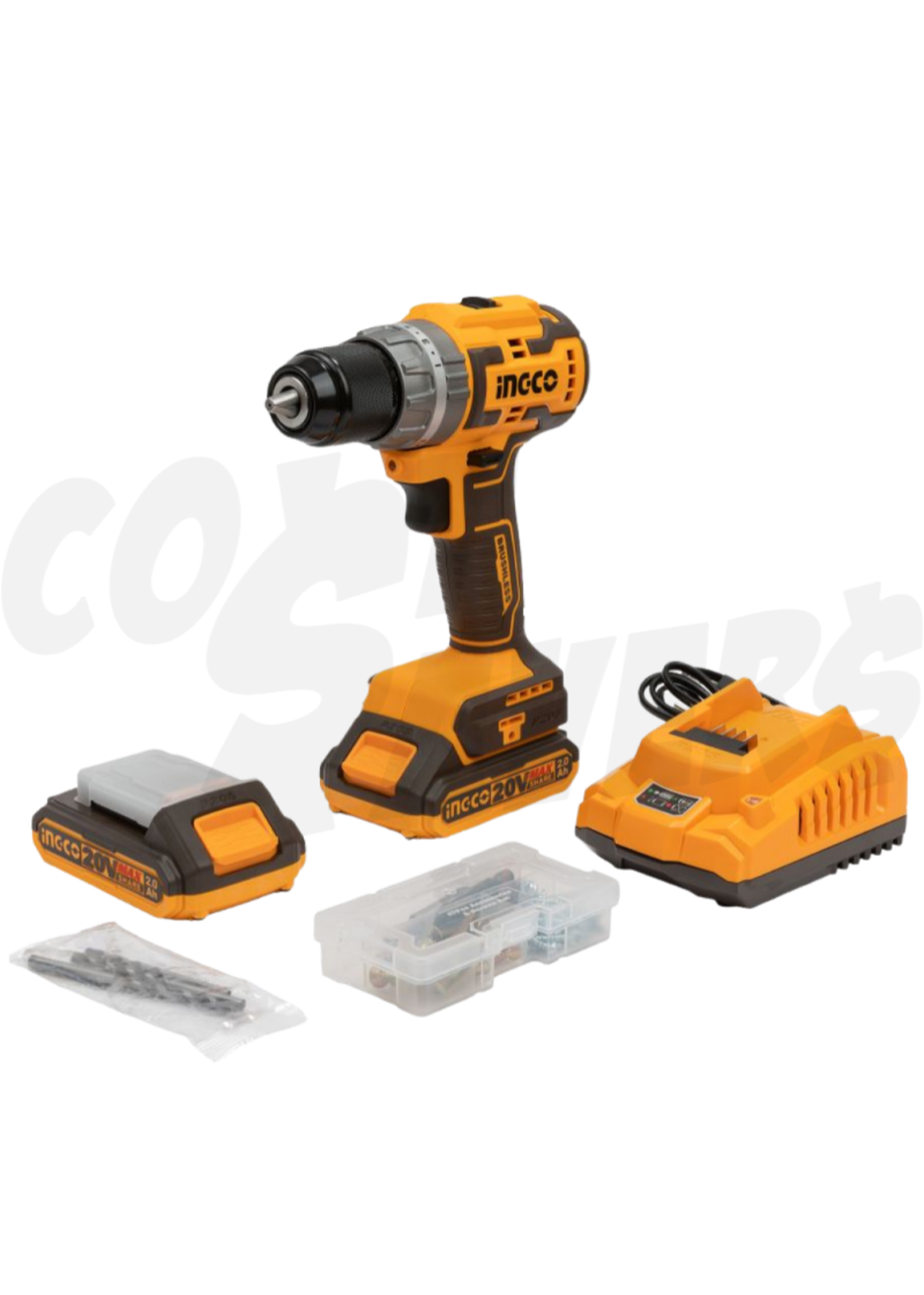 Ingco Ingco Lithium-Ion Brushless Impact Drill Set 20V