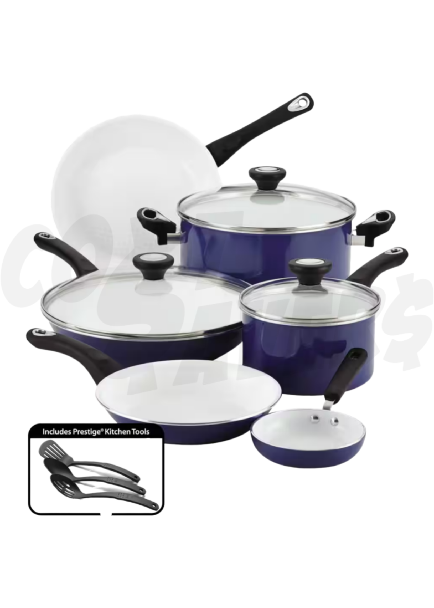 Farberware 12pc Ceramic Pot Set (Blue)