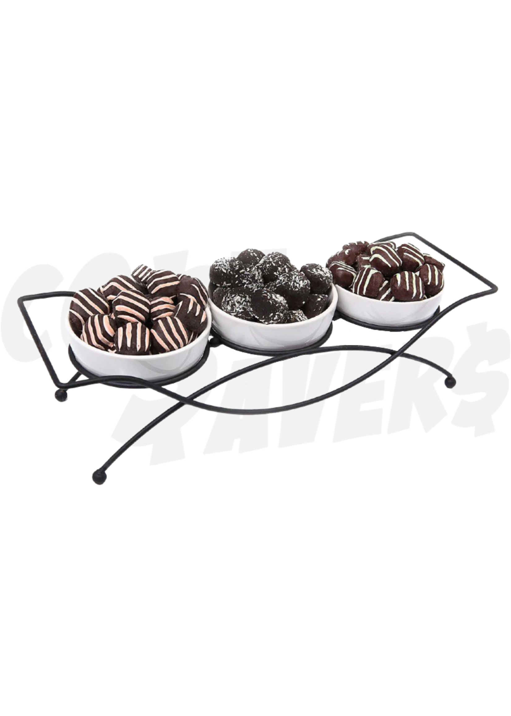 Gibson Gibson Gracious 4pc Stoneware Tidbit Dish Set w/Metal Rack