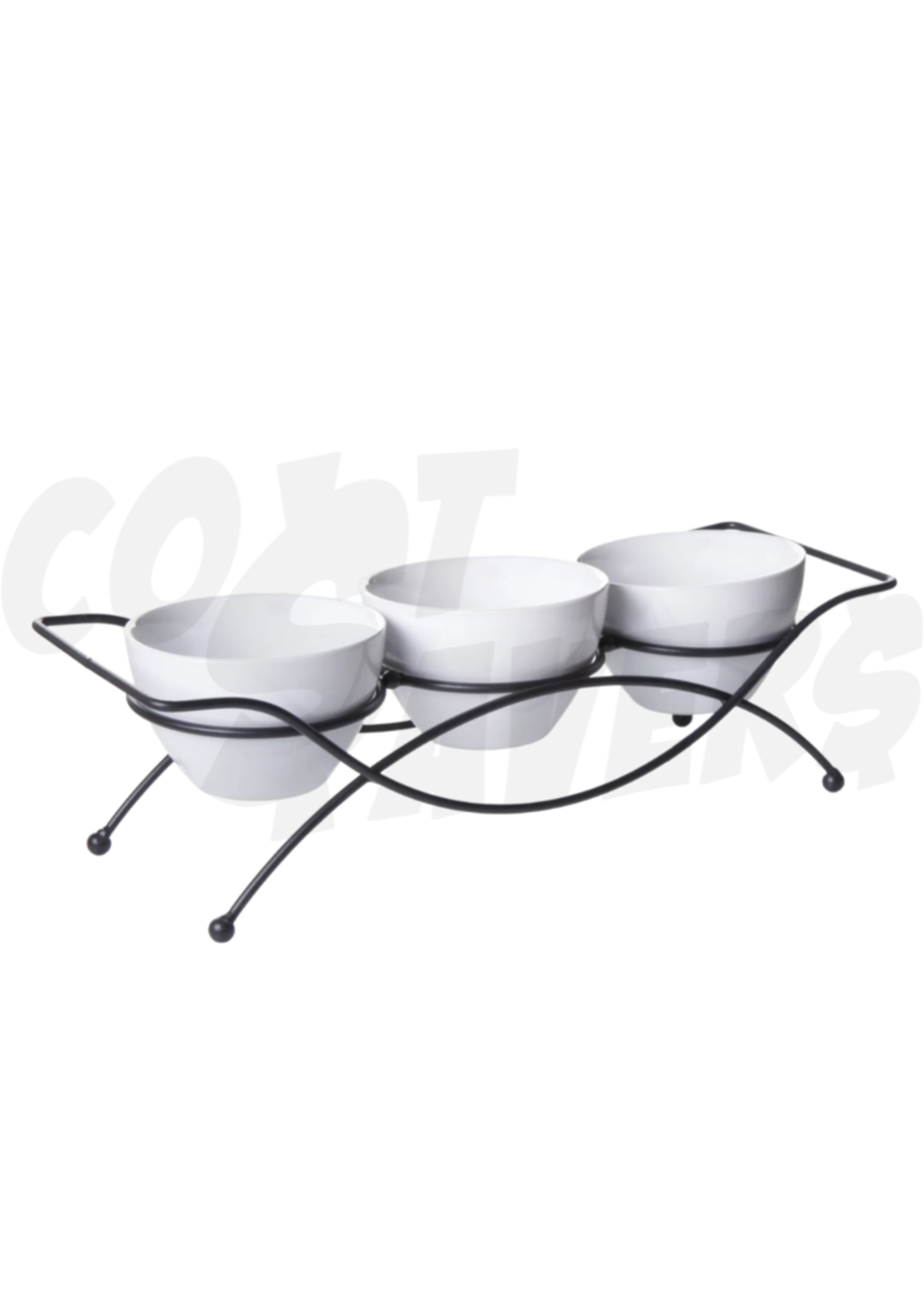 Gibson Gibson Gracious 4pc Stoneware Tidbit Dish Set w/Metal Rack