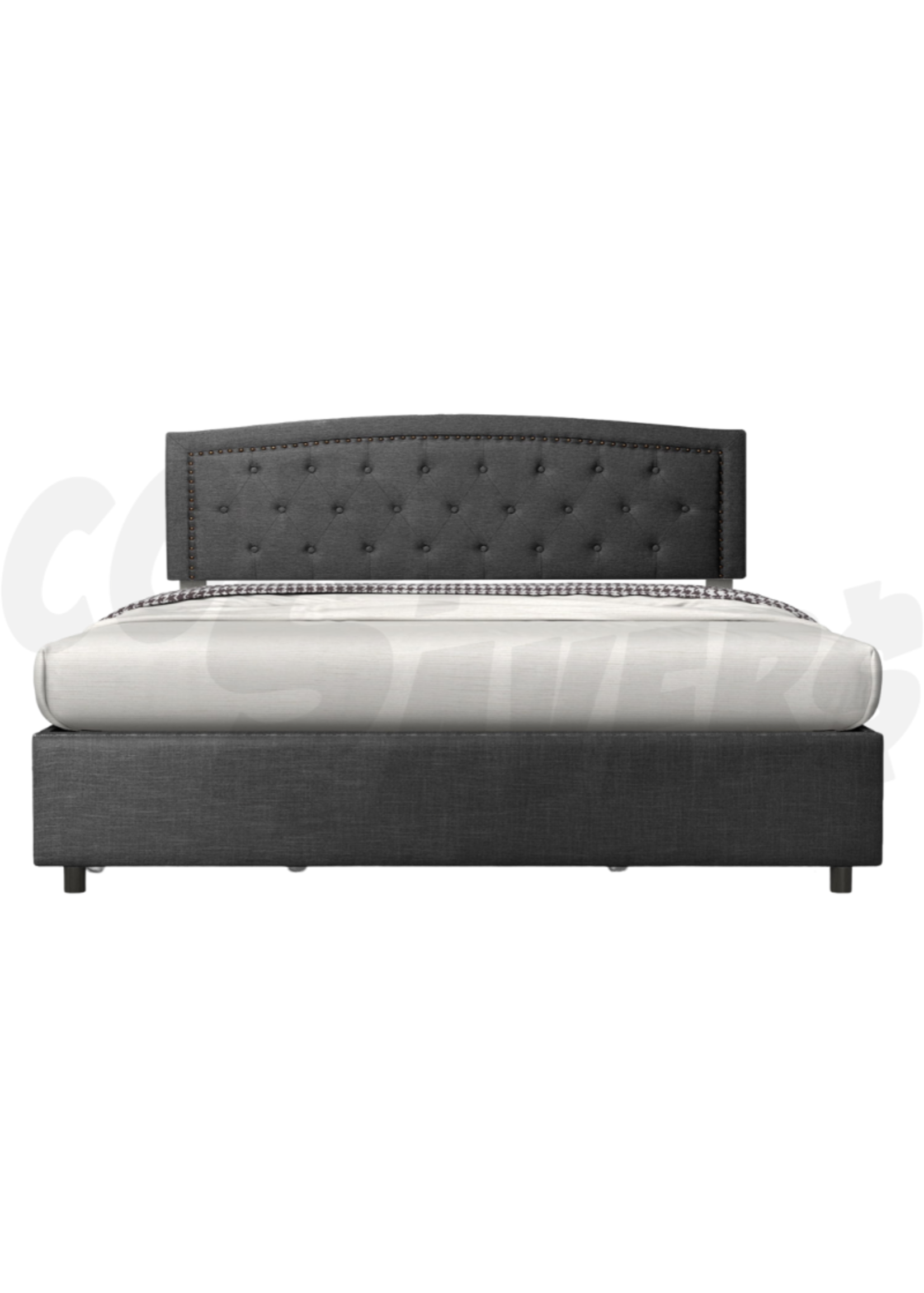 GP Queen Upholstered Bed (Grey) w/Drawer