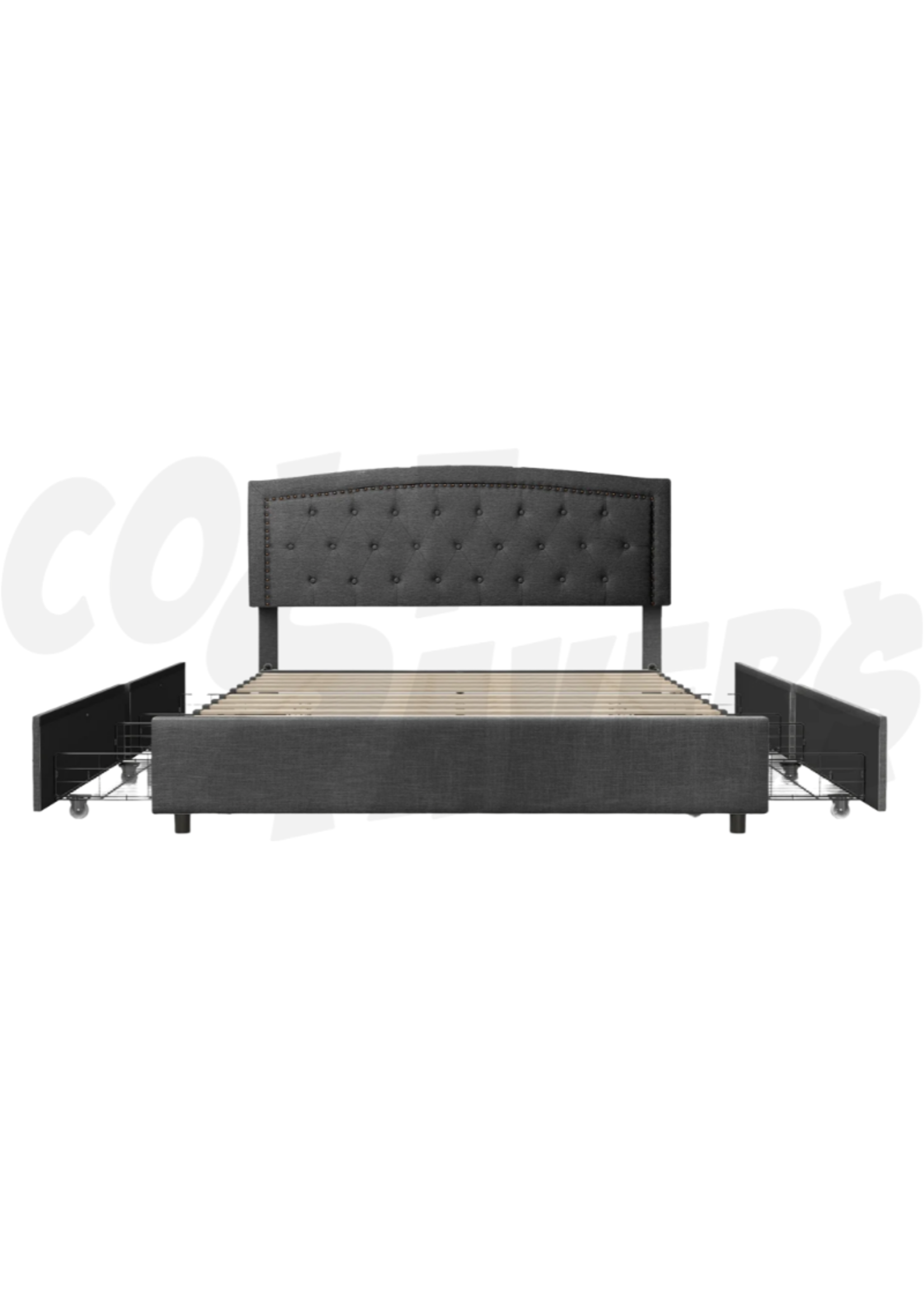GP Queen Upholstered Bed (Grey) w/Drawer