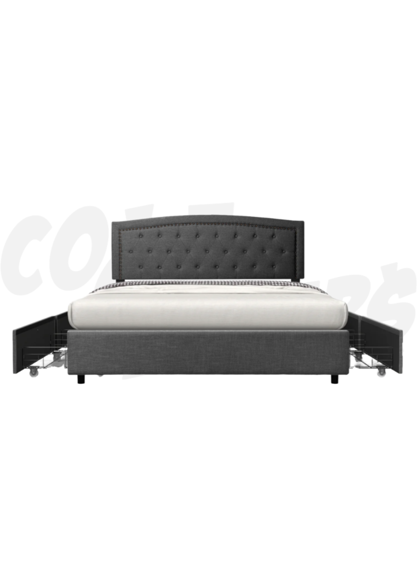 GP Queen Upholstered Bed (Grey) w/Drawer