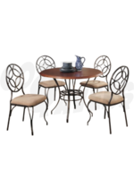 5pc Olivia Oak Round Dining Set w/Round Circle Back Chairs