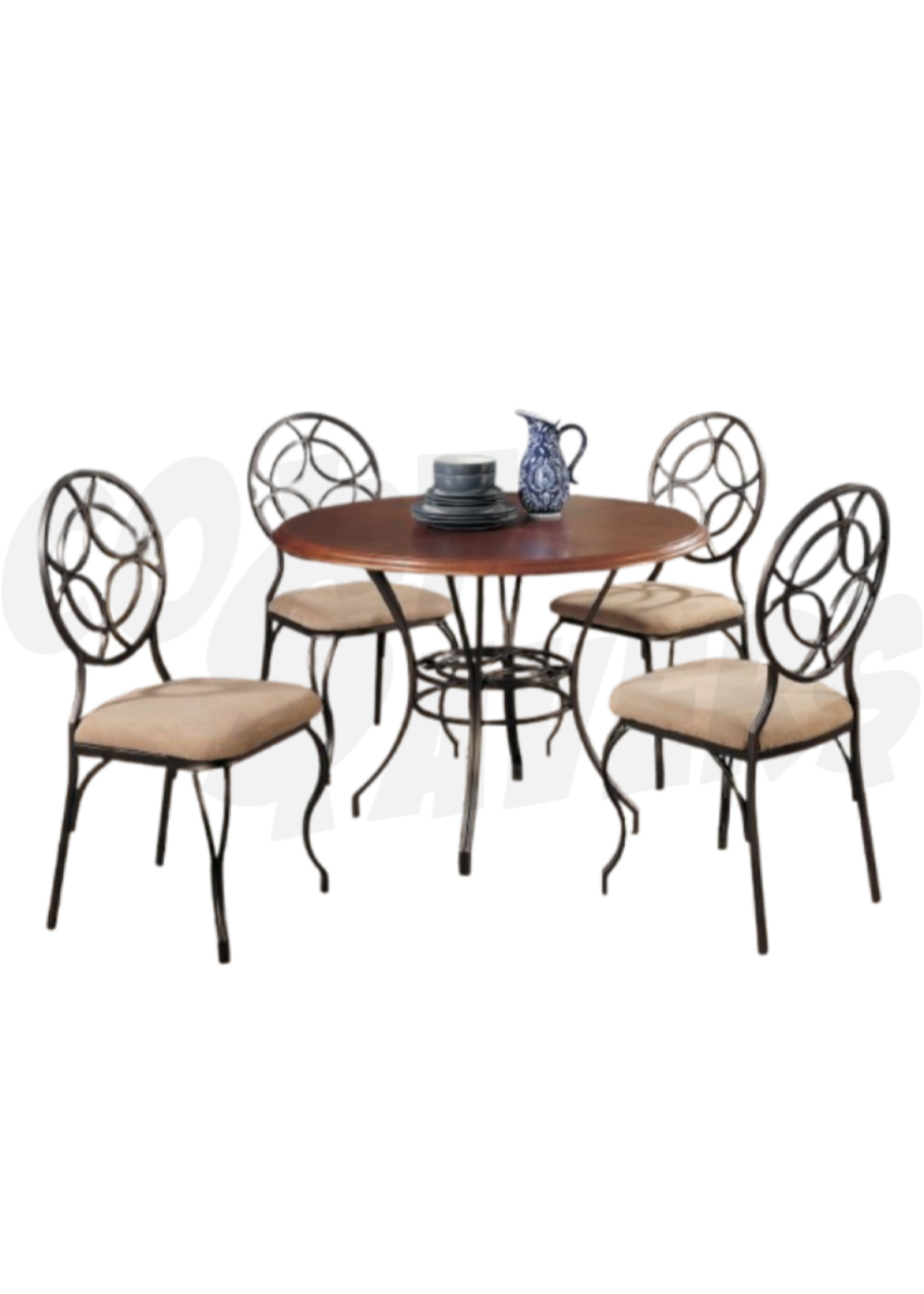 5pc Olivia Oak Round Dining Set w/Round Circle Back Chairs