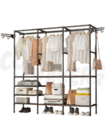 Freestanding Wardrobe Multi-Functional Clothes and Hat Rack Triple Hang Space