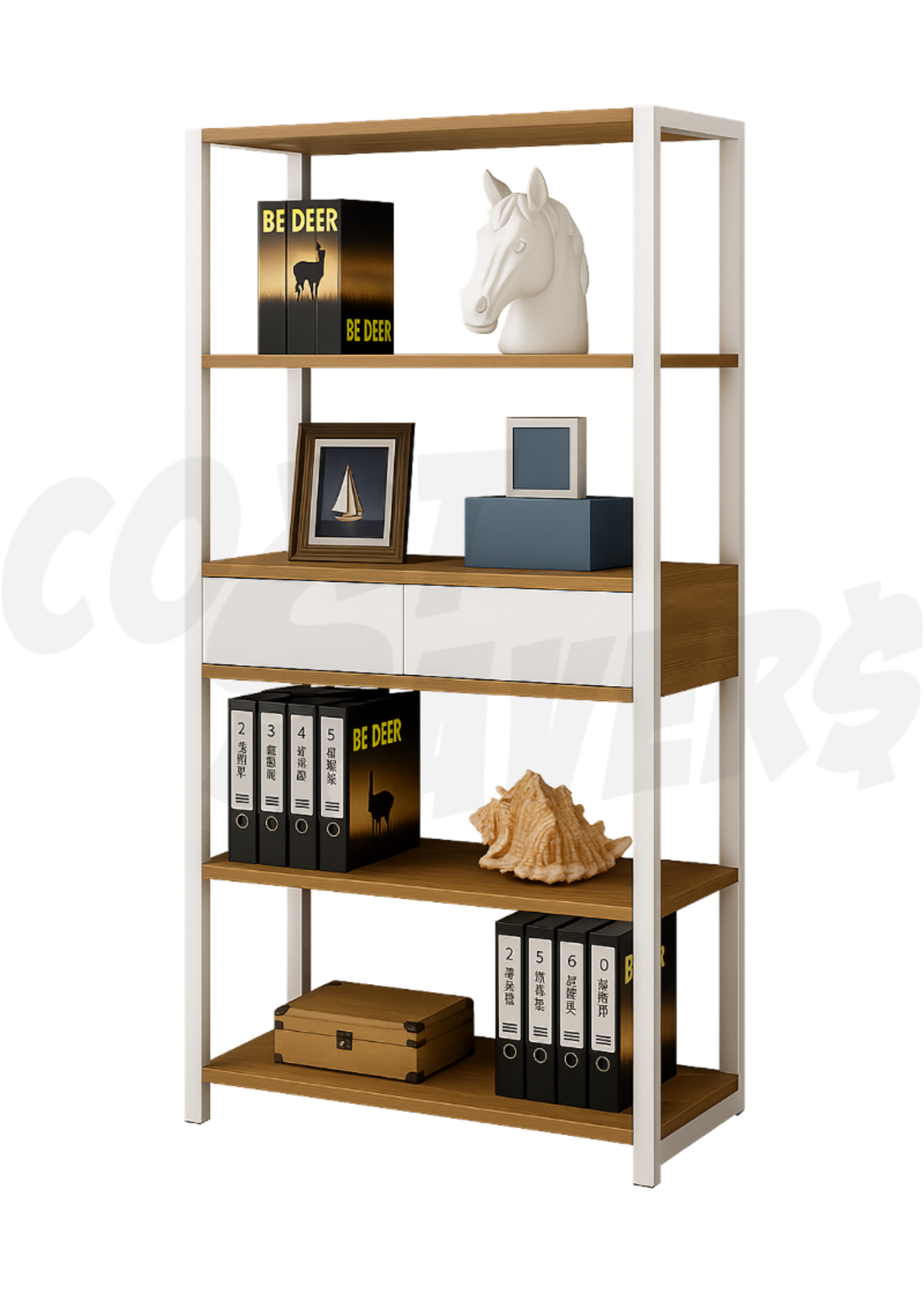 Yike Metal Bookshelf w/ Drawers