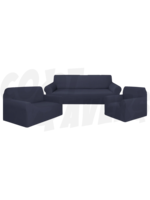 Dahdoul 3pc Microsuede Slip Cover Set (Navy)