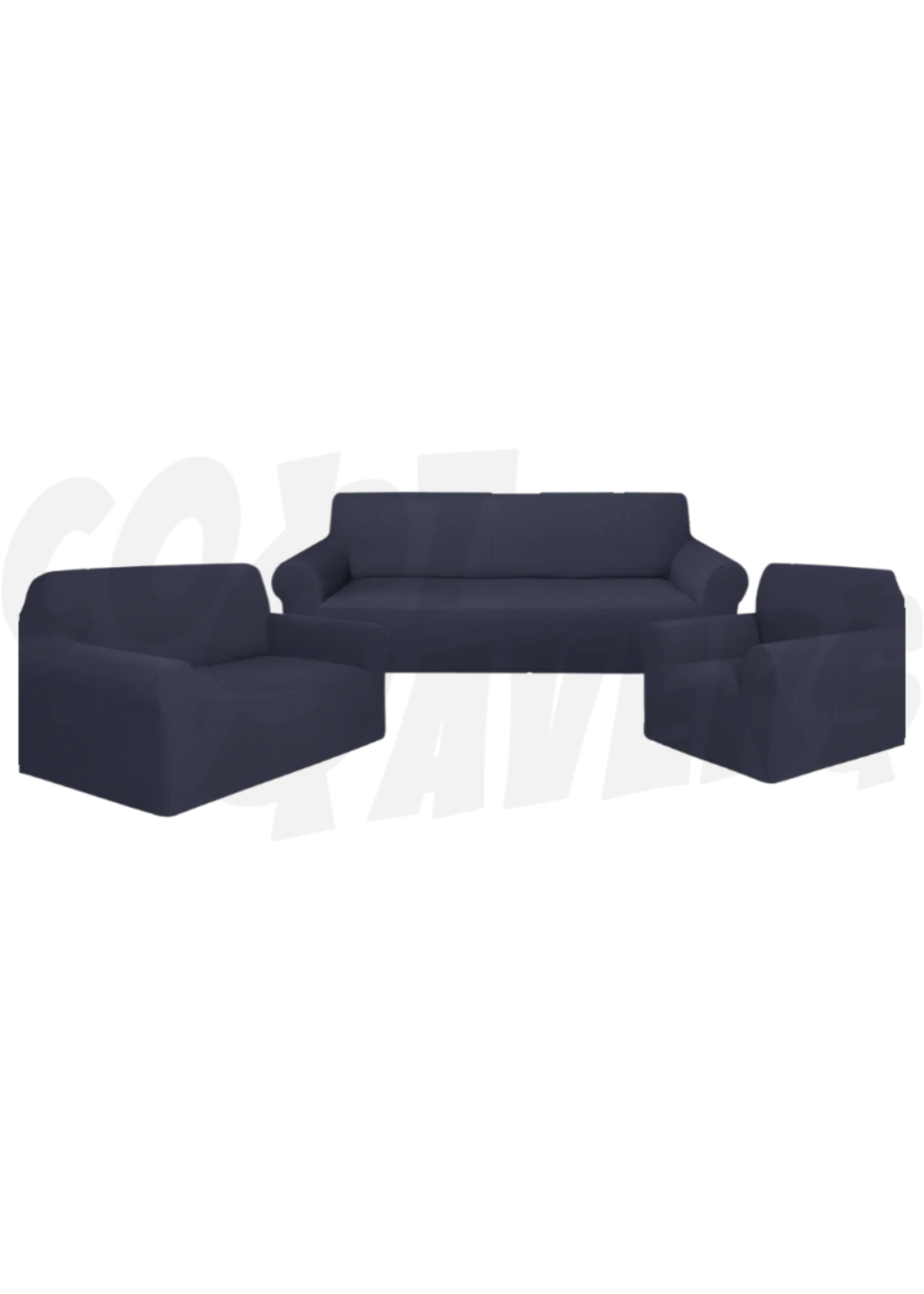 Dahdoul 3pc Microsuede Slip Cover Set (Navy)