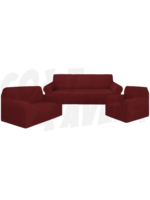 Dahdoul 3pc Microsuede Slip Cover Set (Burgundy)