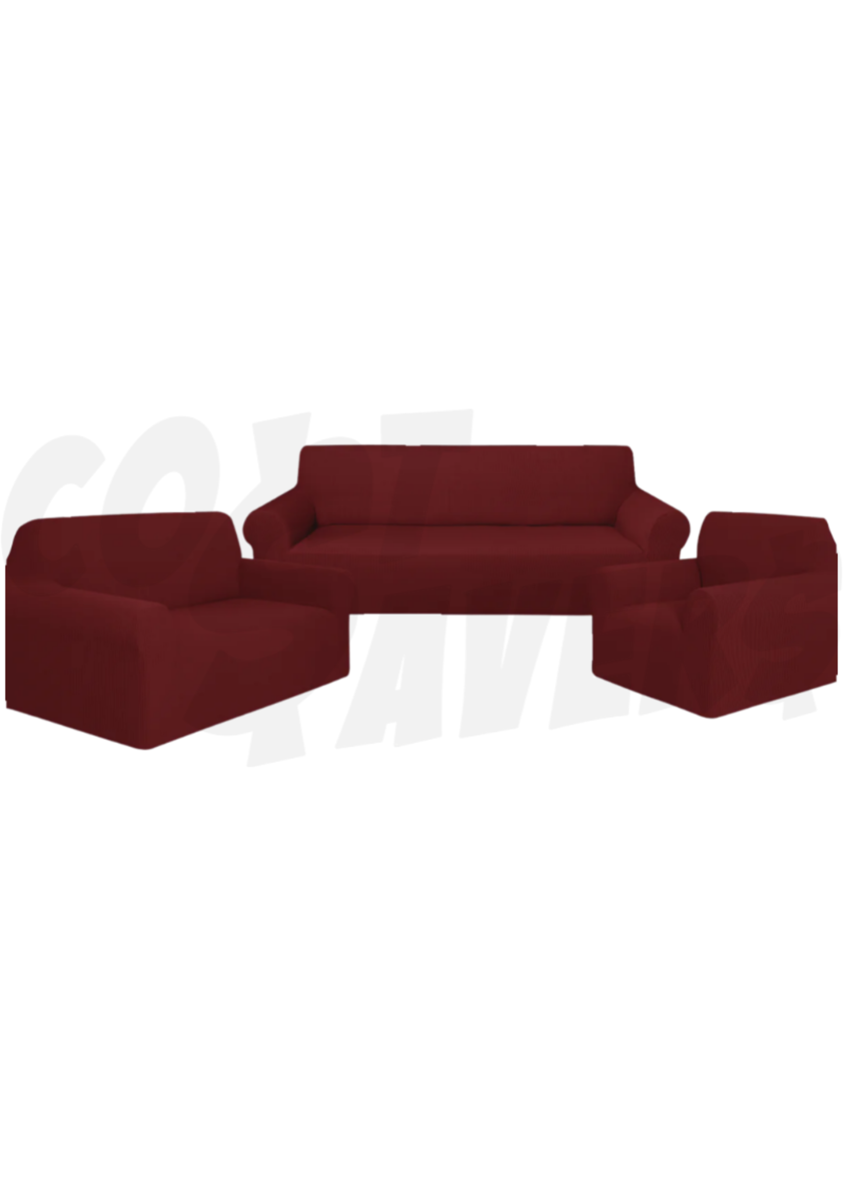 Dahdoul 3pc Microsuede Slip Cover Set (Burgundy)