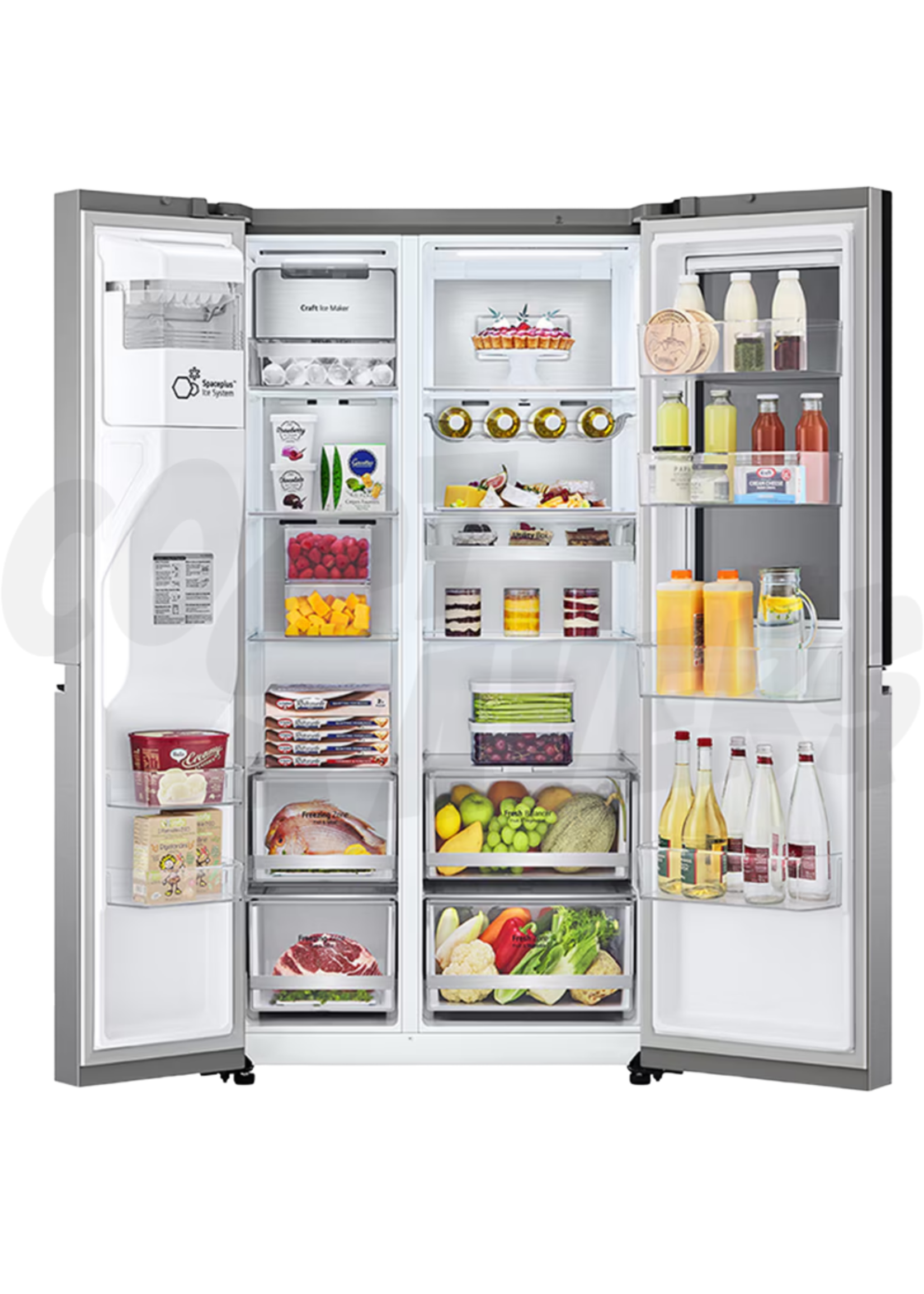 LG LG 24 Cu.Ft Instaview SXS Refrigerator w/Dispenser (Noble Steel) (VS25XHWC)