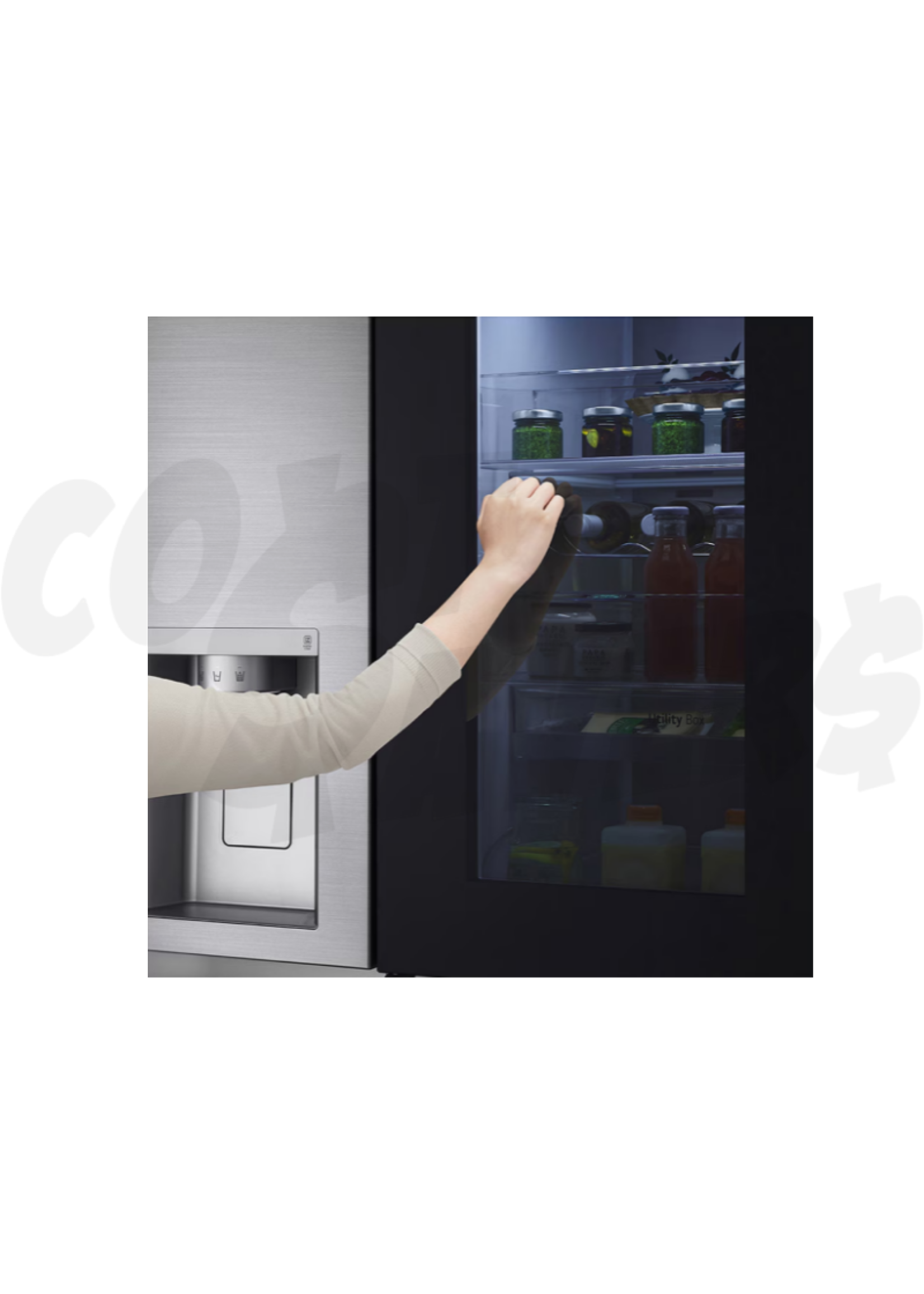 LG LG 24 Cu.Ft Instaview SXS Refrigerator w/Dispenser (Noble Steel) (VS25XHWC)