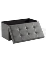 Large Leather Ottoman Bench (Grey)