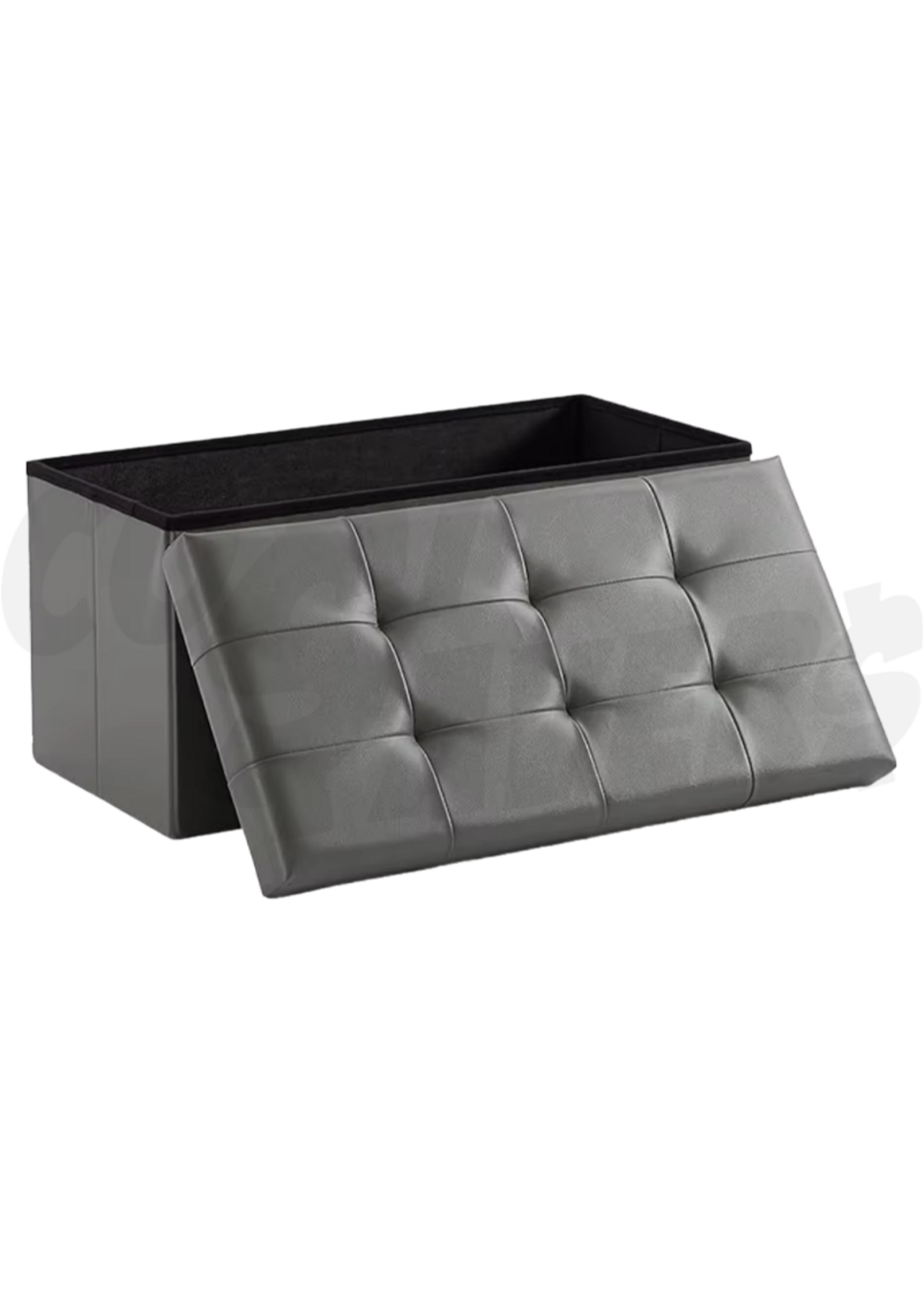 Large Leather Ottoman Bench (Grey)