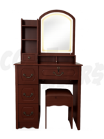 Modern Dresser w/ Stool & LED Mirror (Dark Brown)