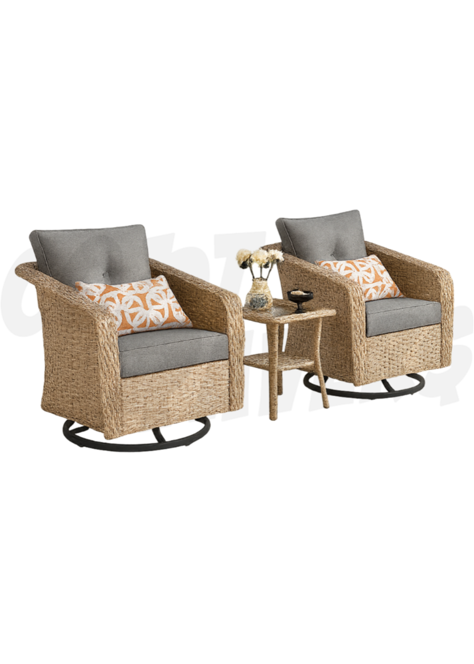 Porter Swivel 3pc Patio Wicker Set