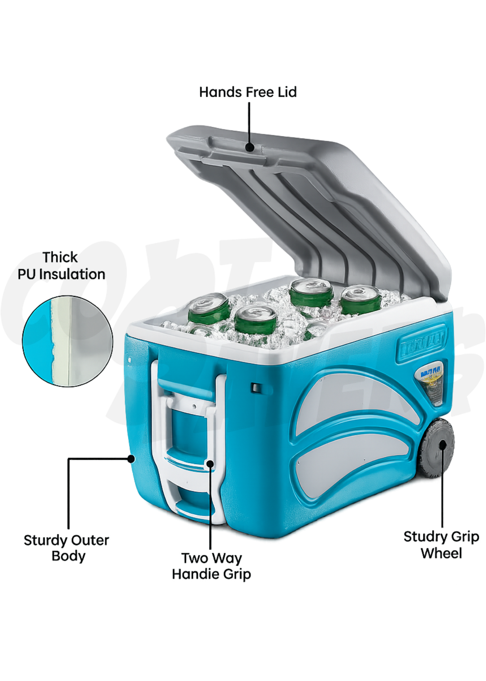 Igloo Pinnacle 47Qt Proxon Roller Cooler (Light Blue)