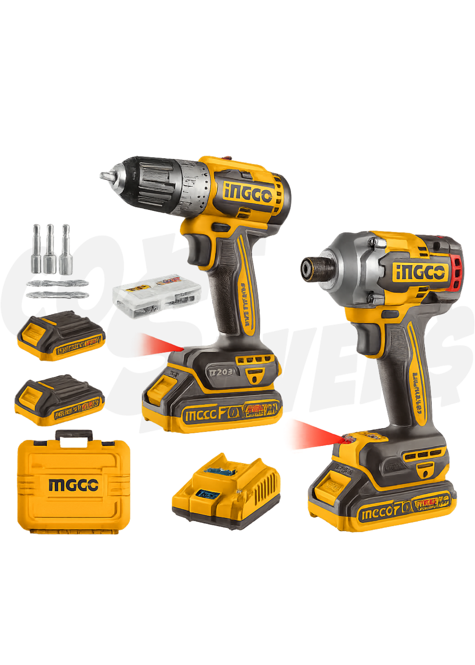 Ingco Ingco Lithium-Ion Brushless Impact Drill & Driver Set 20V