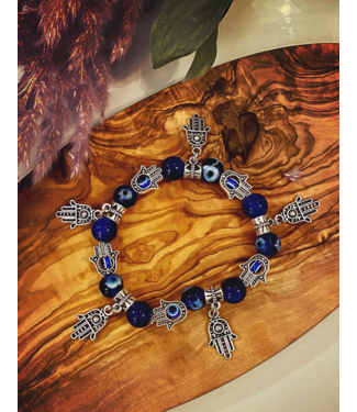 Evil Eye Hamsa Hand 5 Charm Bracelet